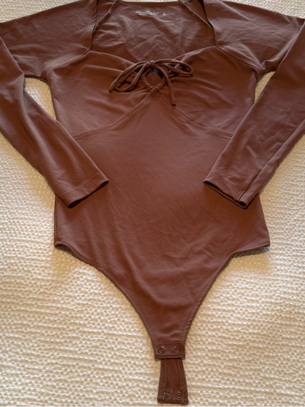 Abercrombie & Fitch | Bodysuit | Brown Long-Sleeve Tie-Front | Size Small - Picture 2 of 7